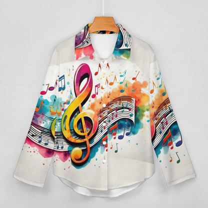 MUSIC GRAFFITI Women's Irregular Shirt-*SMALL-8XL