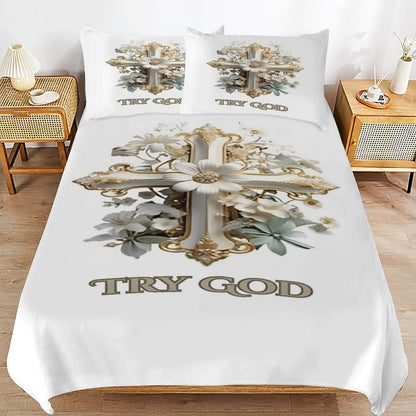 QUEEN 3-Piece Bedding Set-90"x90"/ 229x229cm (Dual-sided Printing)-TRY GOD