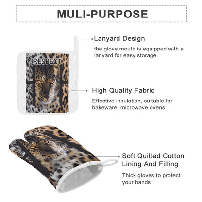 Oven Mitts & Pot Holder Set of 3 (Multi-image Splicing)