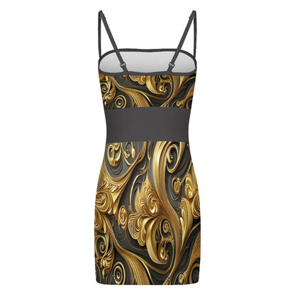 Slim Fit Spaghetti Strap Dress for Women(All-Over Printing)