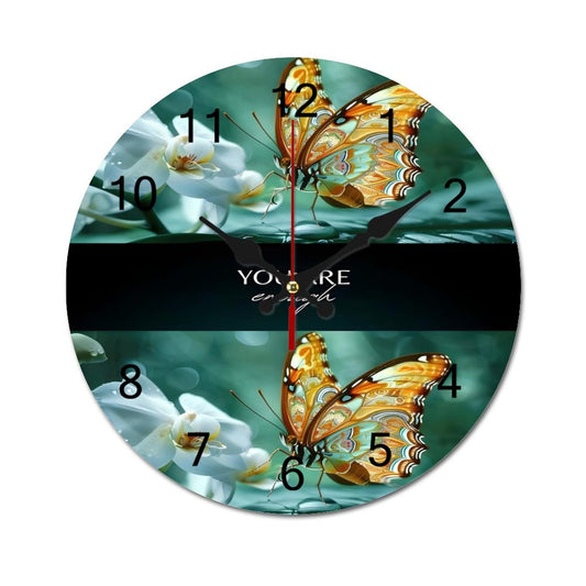 Concise Silent Wooden Wall Clock-9.84"x9.84"/ 25x25cm-YOU ARE ENOUGH