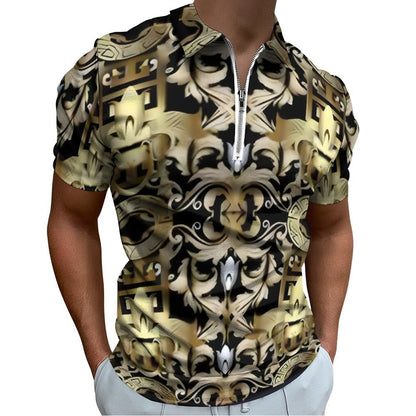 Men's Short Sleeve POLO Shirt with Zipper B470 (All-Over Printing)