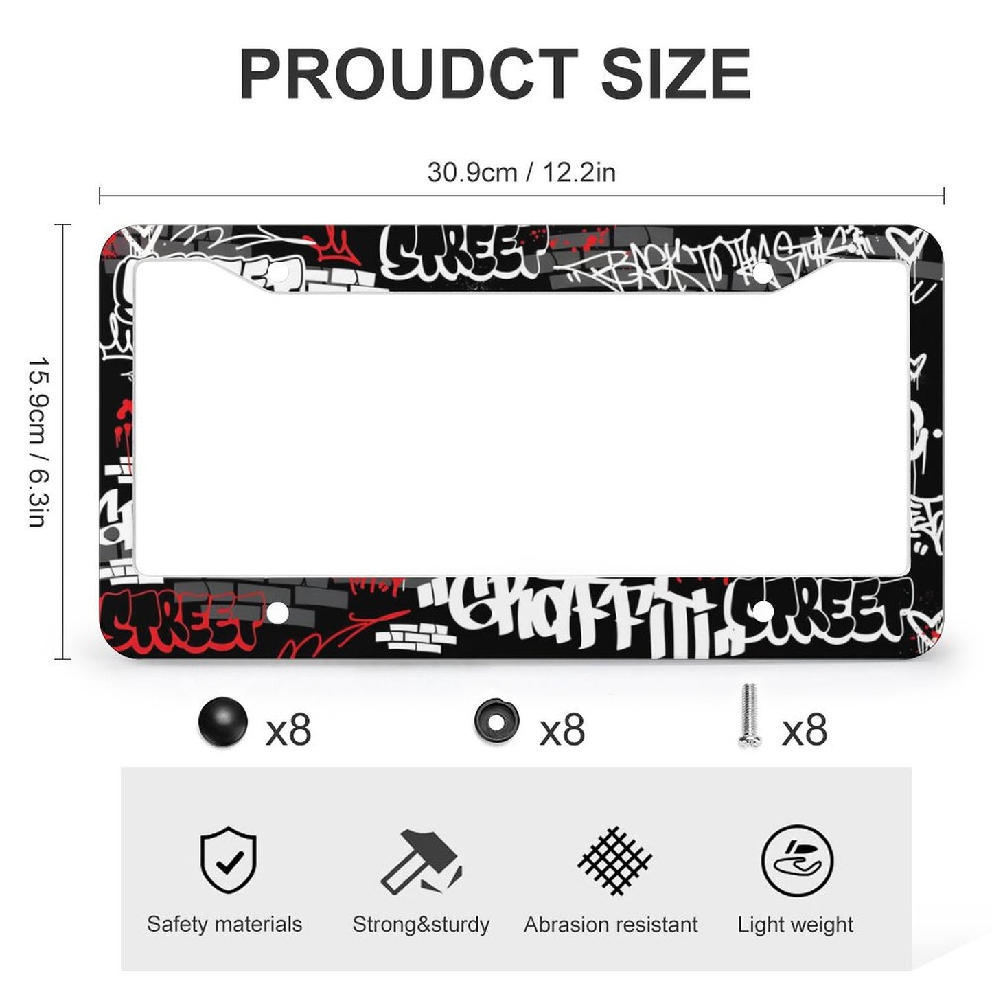 License Plate Frames with 4 Round Holes (1 Pair)