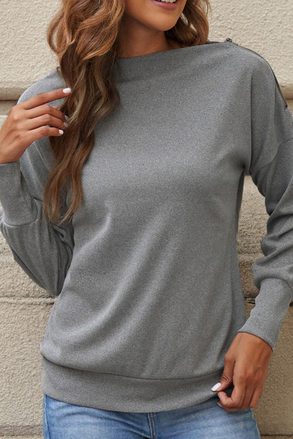 Single Shoulder Long Sleeve Sweatshirt with Zip-SMALL-2XL