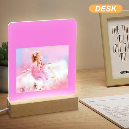 Acrylic Night Light with Wooden Base