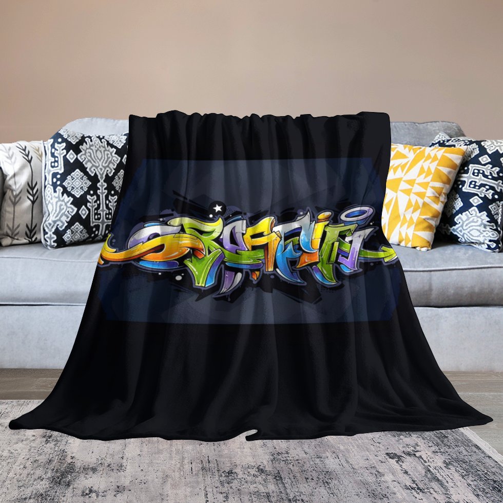 COLORFUL GRAFFITI Plush Flannel Blanket-60"x80" (Dual-sided Image)