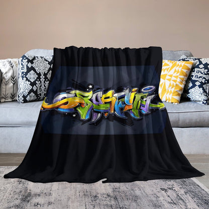 COLORFUL GRAFFITI Plush Flannel Blanket-60"x80" (Dual-sided Image)
