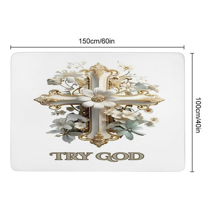 5X3'Coral Velvet Floor Mat for Home-60"x40"-TRY GOD
