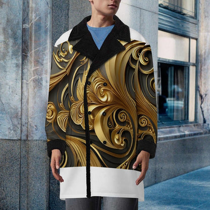 Double Breasted Suit Collar Trench Coat(All-Over Printing)