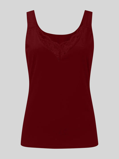 Full Size Lace Detail Sweetheart Neck Tank (white/royal blue/black/burgundy/dark gray)-S-3XL