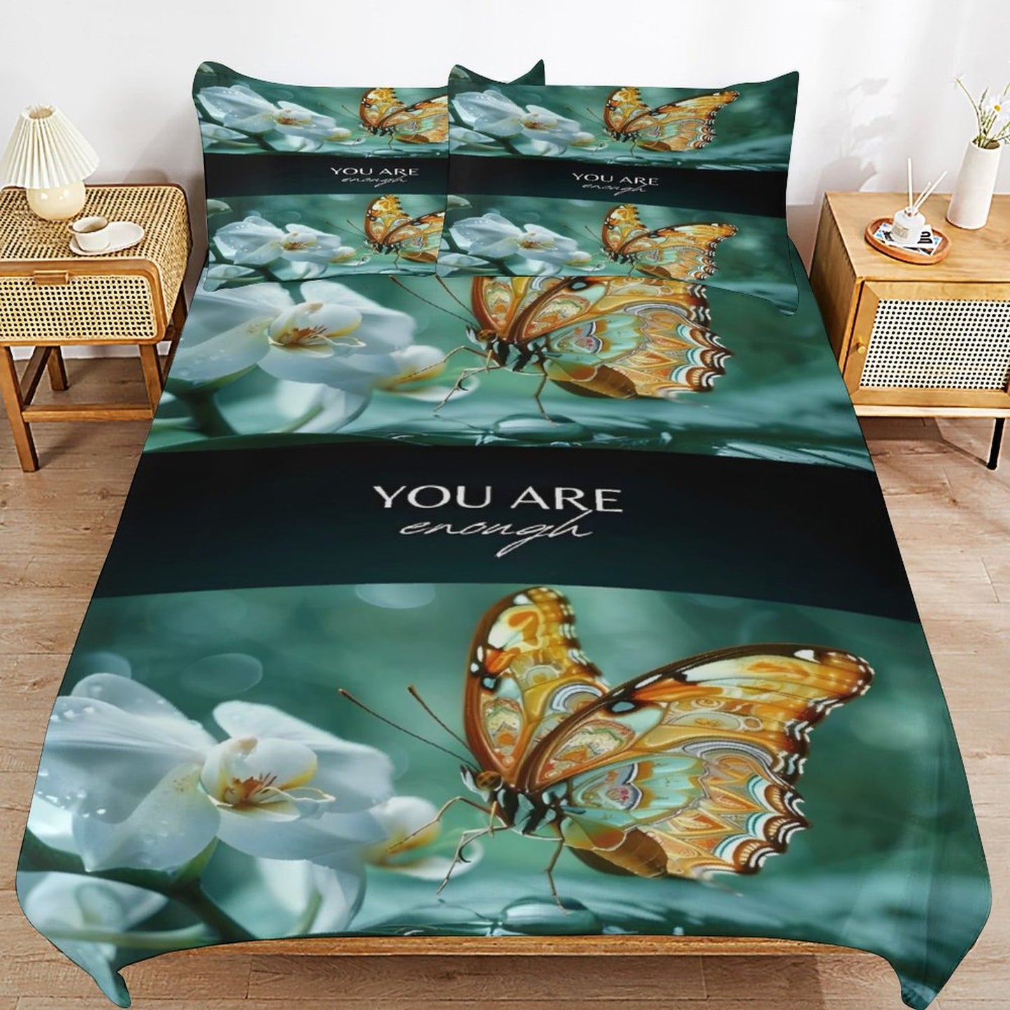 3-Piece Bedding Set (QUEEN) 90"x90"/ 229x229cm (Dual-sided Printing)-YOU ARE ENOUGH