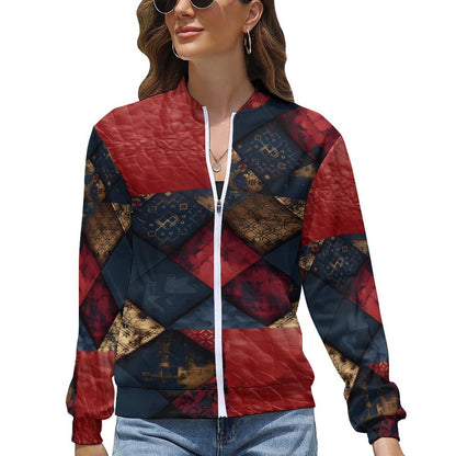 TRIANGLES & LEATHER Women's Zipper Jacket-XS-XL