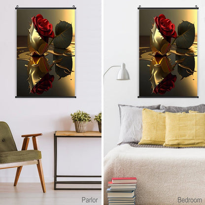 ROSE IN GOLD Canvas Hanging Poster with Scrolls-16"x24"/ 40x60cm
