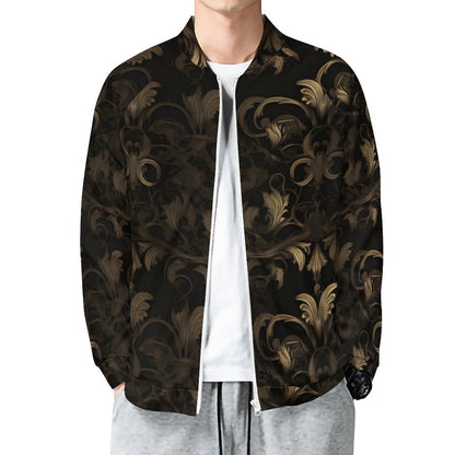 BLACK & GOLD ACCENT Raglan Zipper Jacket-SMALL-5XL