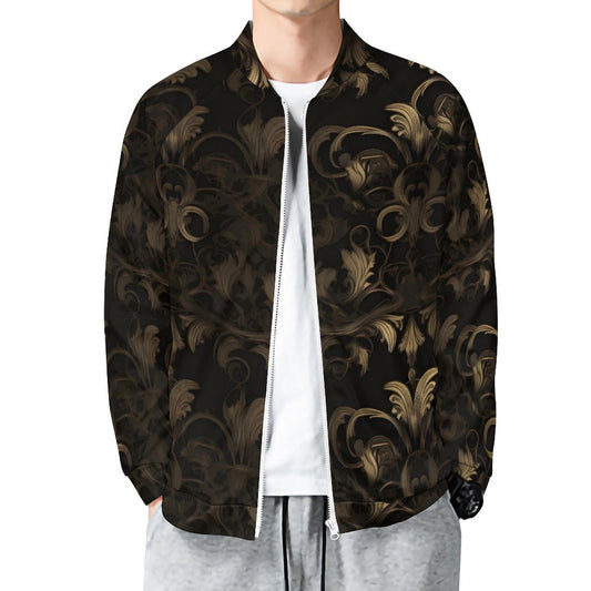 BLACK & GOLD ACCENT Raglan Zipper Jacket-SMALL-5XL