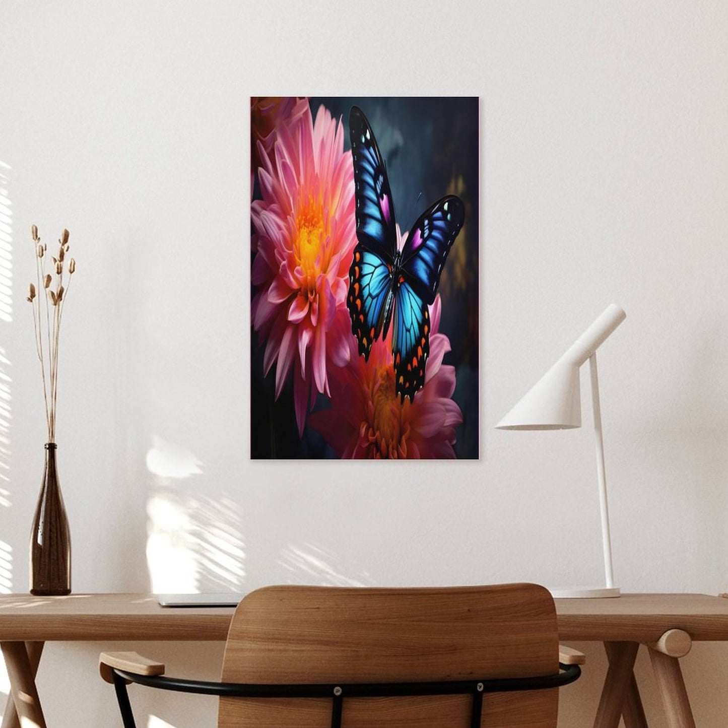 BLUE BUTTERFLY Unframed Art Canvas (Vertical 2:3)-8x12 inch/12x18 inch