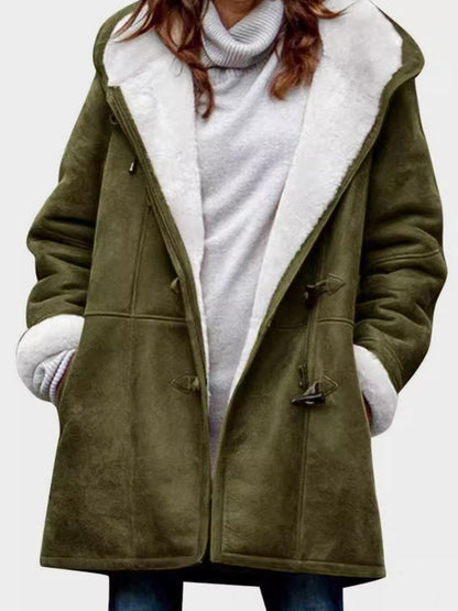 Full Size Pocketed Long Sleeve Hooded Toggle Jacket (many colors) -*SMALL-5XL