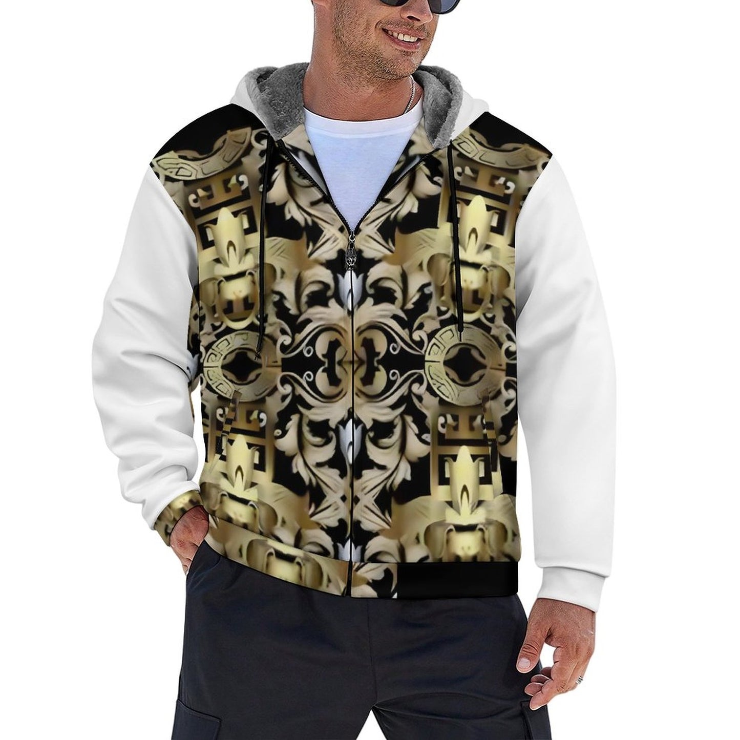 230gsm Full Zip up Hoodie with Plush Lining WZIP (All-Over Printing)