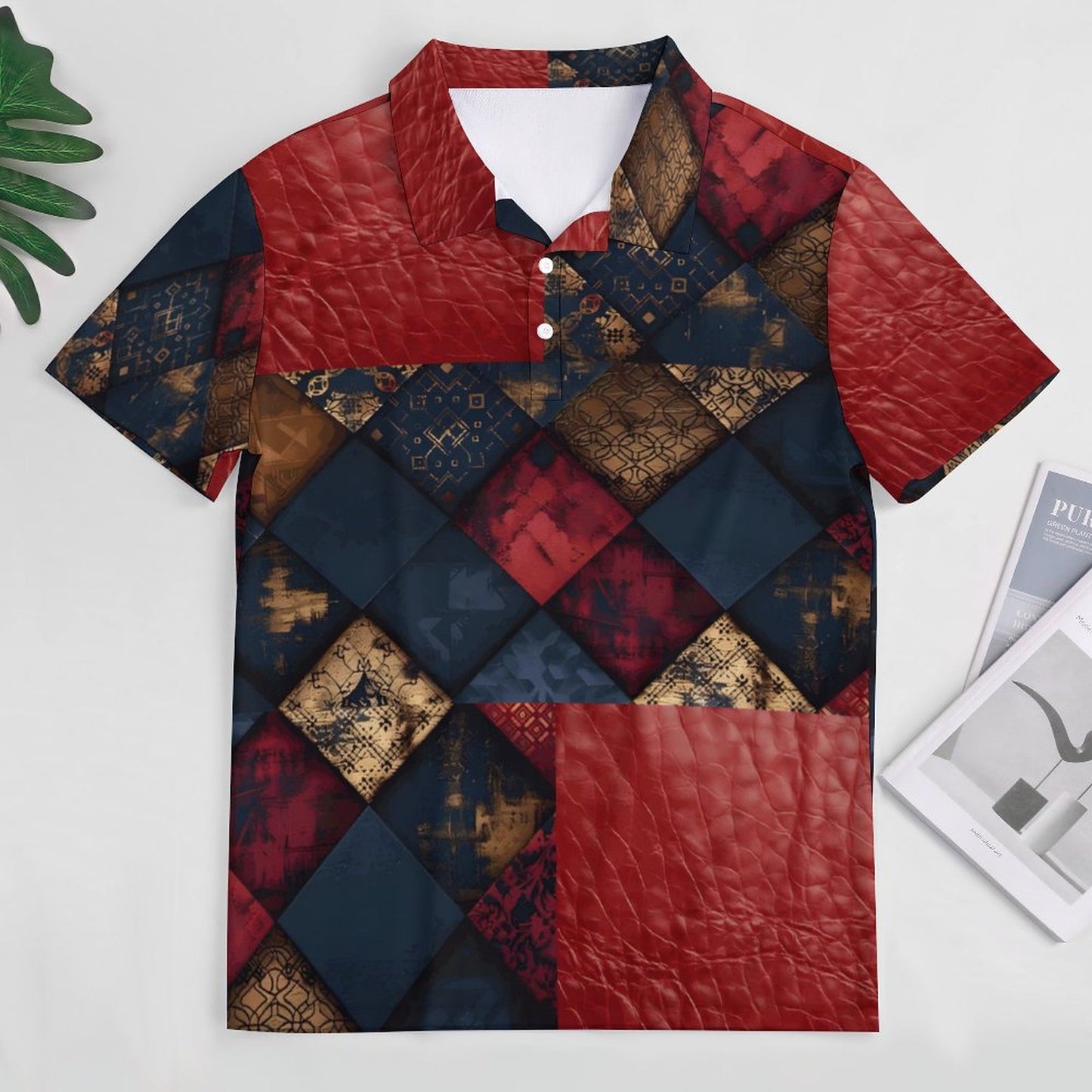 TRIANGLES & LEATHER Polo Shirt-SMALL-5XL