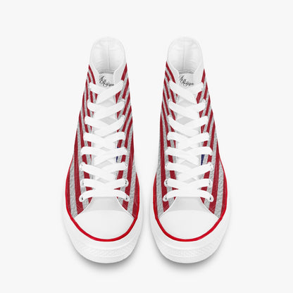USA FLAG High-Top White Sneakers