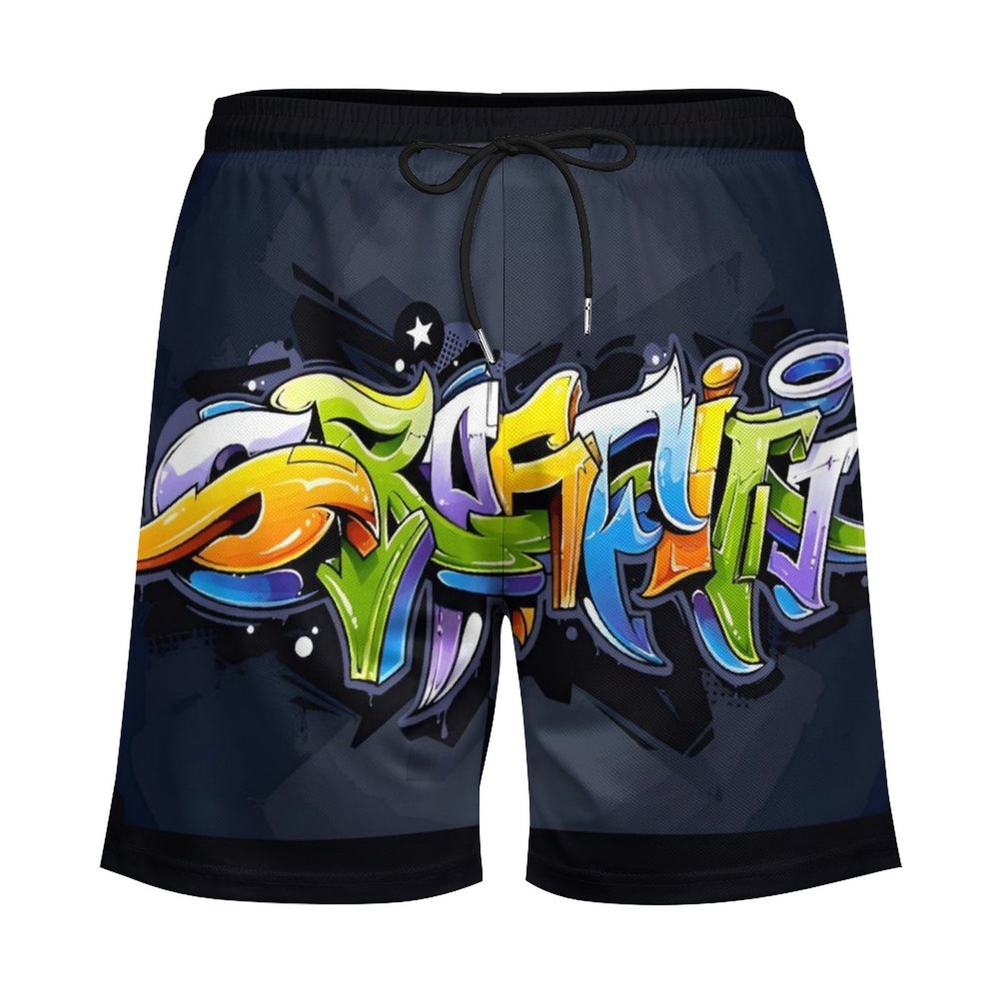 COLORFUL GRAFFITI Men's Hawaiian shorts with 4 Pockets-SMALL-3XL