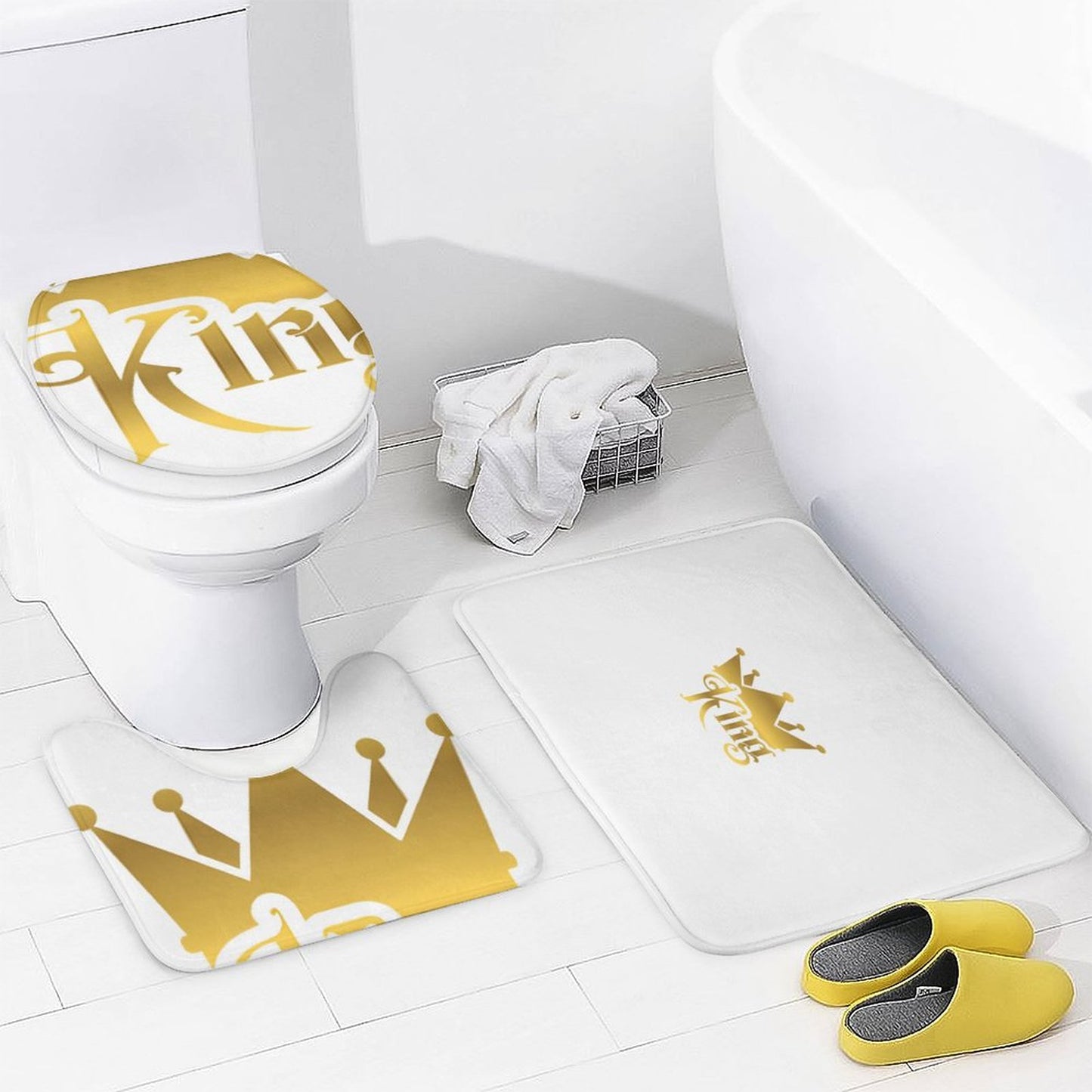 Shower Curtain Set with 3 Rugs