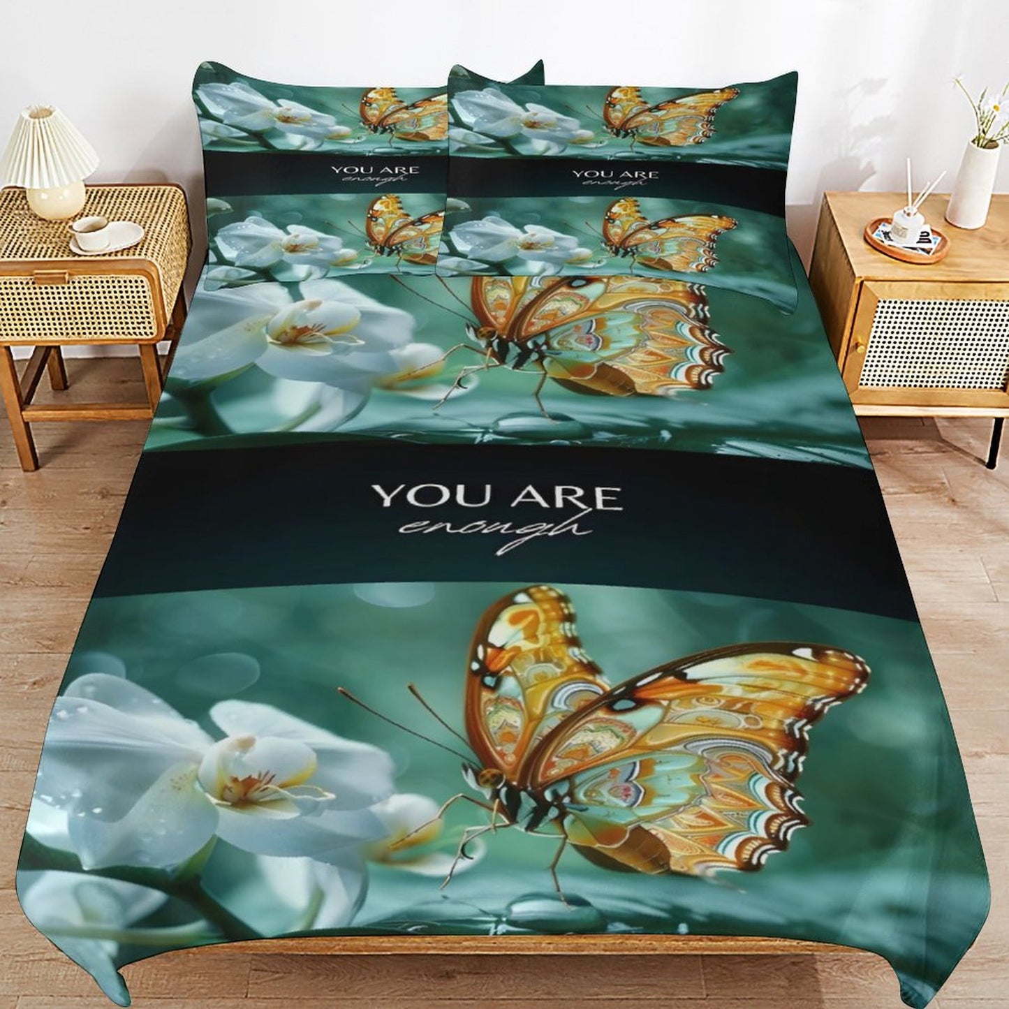 3-Piece Bedding Set (KING/CALIFORNIA KING)-102"x90"/ 259x229cm (Dual-sided Printing)-YOU ARE ENOUGH
