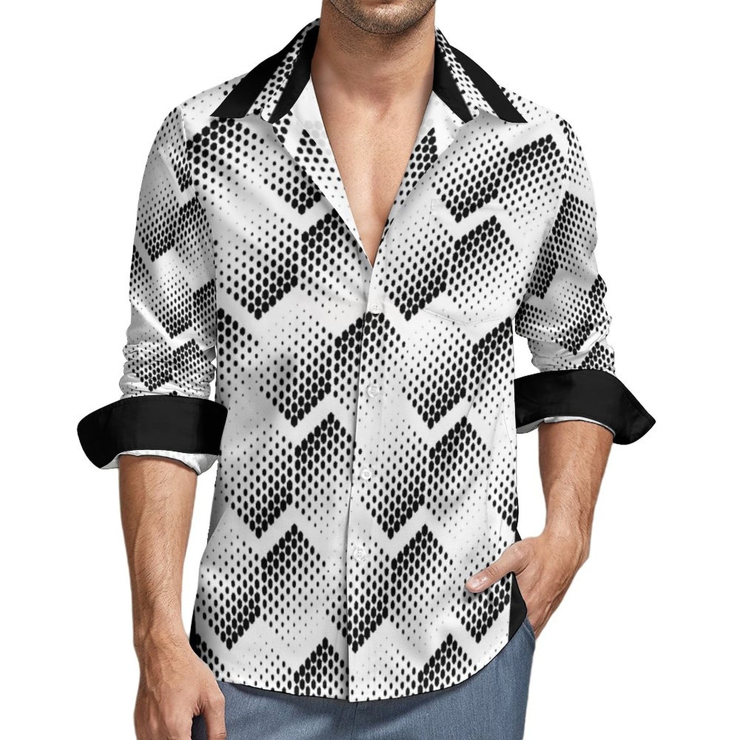 Men's Long Sleeve Shirt with Pocket LS (All-Over Printing)