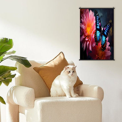 BLUE BUTTERFLY Canvas Hanging Poster with Scrolls-16"x24"/ 40x60cm