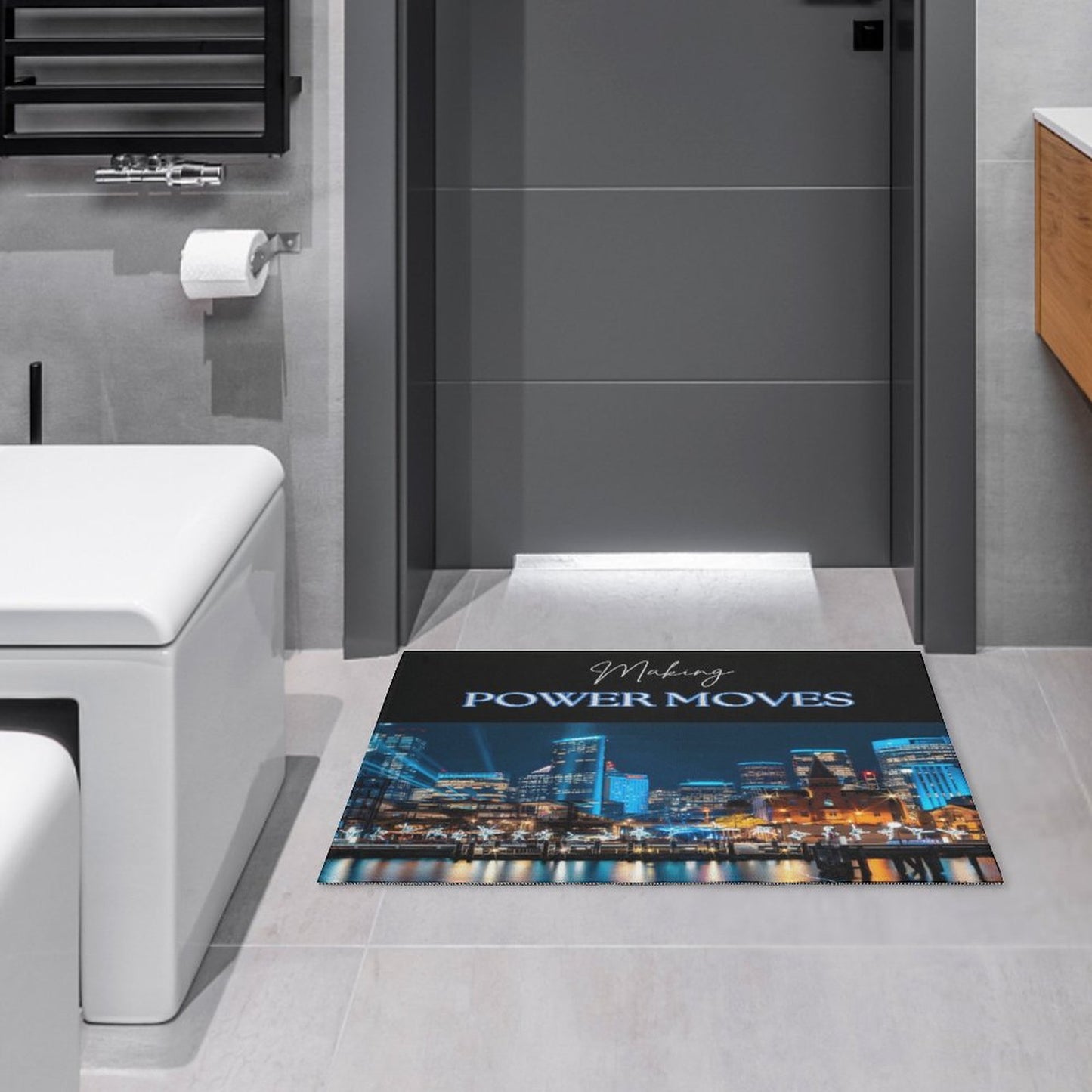 MAKING POWER MOVES Crystal Velvet Bedroom Floor Mat