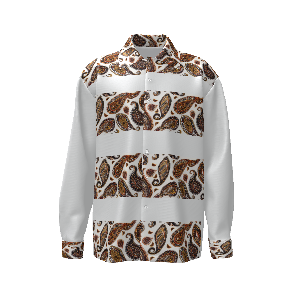 ORANGE PAISLEY Men's Classic Long Sleeve Shirt-*XS-4XL