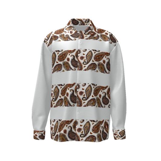 ORANGE PAISLEY Men's Classic Long Sleeve Shirt-*XS-4XL