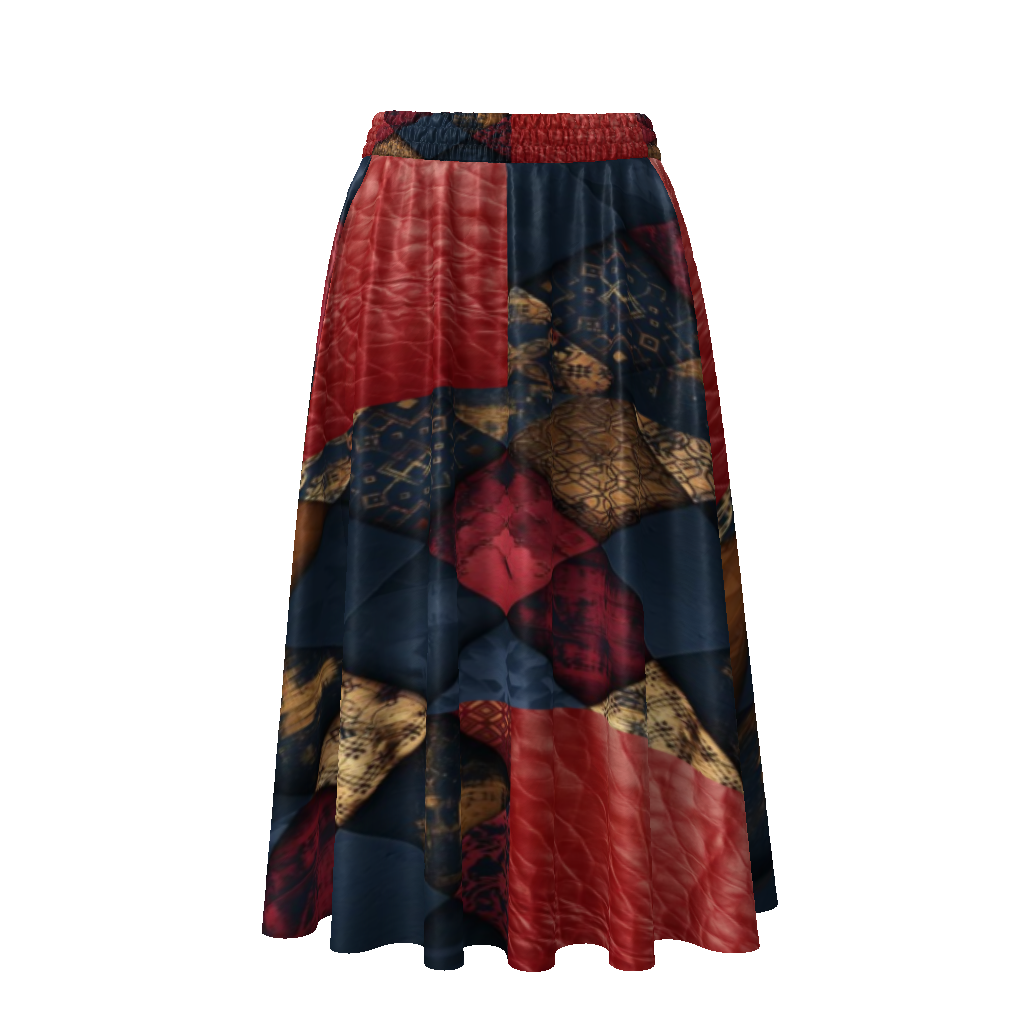 TRIANGLES & LEATHER Women's Flared Skirt-XS-4XL