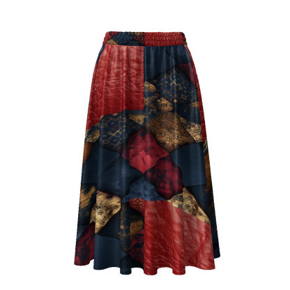 TRIANGLES & LEATHER Women's Flared Skirt-XS-4XL