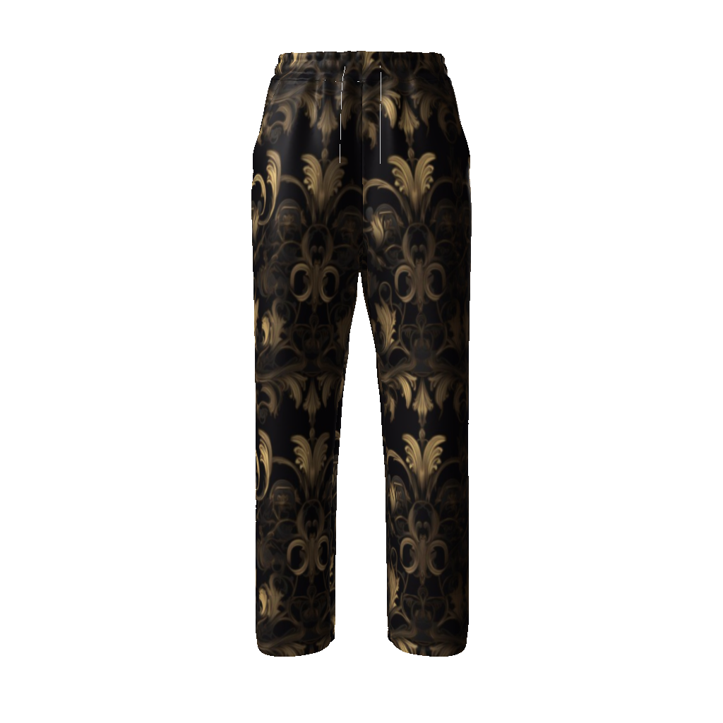 BLACK & GOLD ACCENT Unisex Straight Leg Pants-SMALL-4XL