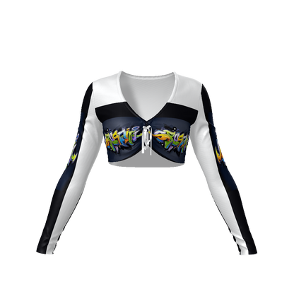 COLORFUL GRAFFITI Women's Long Sleeve Crop Top-SMALL-4XL (only this manufacturer: 3-4 wks. process/delivery)